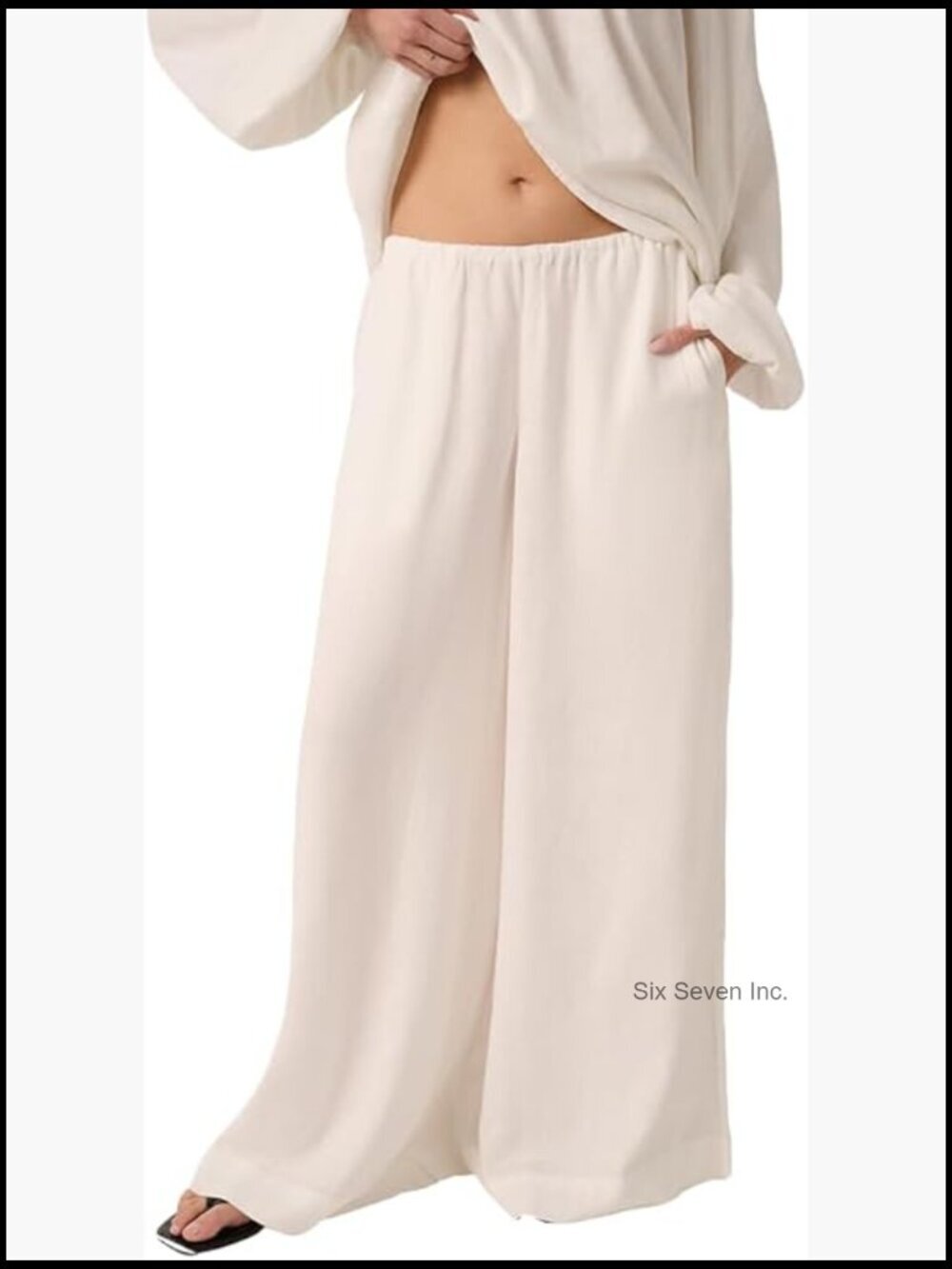 Wide Leg Pants with Encased Elastic Waist, Inseam 32"